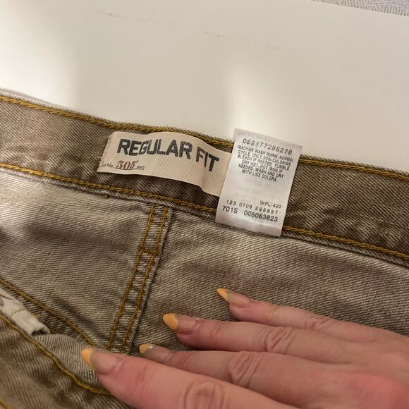 Levi's Mens 505 Regular Fit Jeans Distressed Khaki Color 32 x 26" - Picture 4 of 10